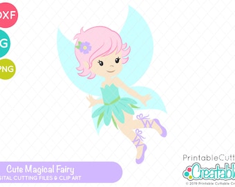 Cute Magical Fairy SVG Cut File & Clipart E532 - Fairy SVG File - Garden Fairy SVG File for Cricut