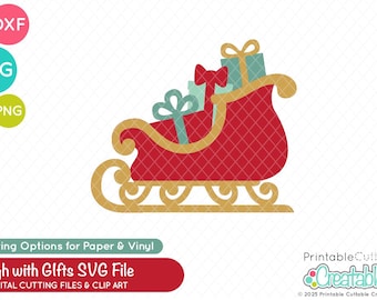 Weihnachten Schlitten mit Geschenken SVG Schnittdatei & Clipart E892 - Weihnachten SVG-Datei beinhaltet begrenzte kommerzielle Nutzung!