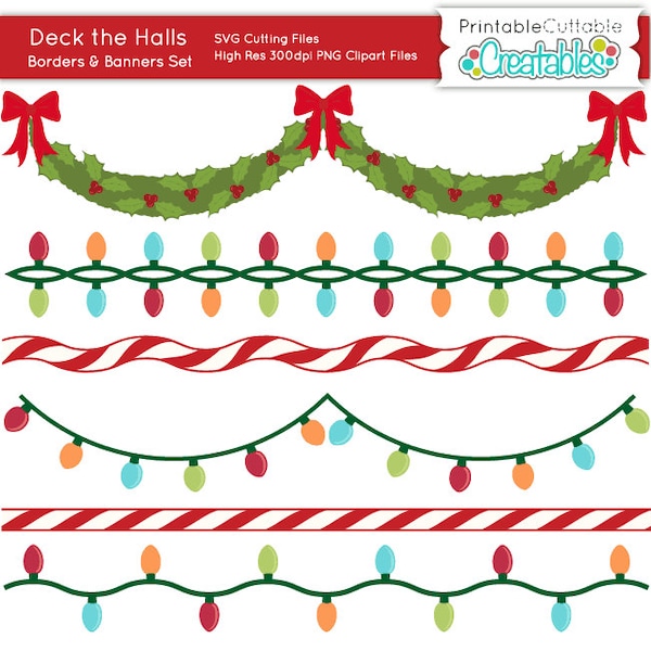 Deck the Halls Banners n Borders SVG Cutting Files & Clipart Set BF019 - Includes Limited Commercial Use!