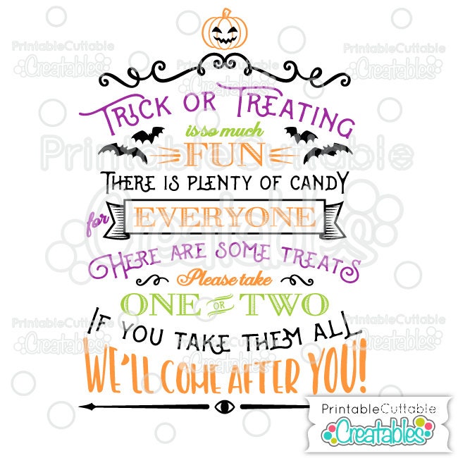 Trick or Treating Sign SVG Cut File Template