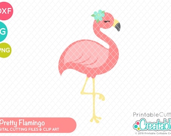 Pretty Flamingo SVG Cut File & Clipart E460 - SVG DXF files for Silhouette + Cricut - Includes Limited Commercial Use!