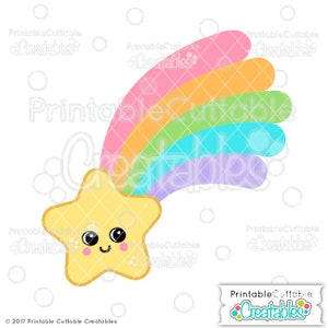かわいい流れ星の SVG ファイル クリップアート E365 - svg、dxf、png、Cricut、Silhouette Cameo カッティング マシン用 - 限定的な商用利用が含まれています。
