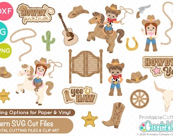 Country Western SVG Bundle ES063 - Cowboy SVG-Dateien, PNG Clipart - beinhaltet begrenzte kommerzielle Nutzung!