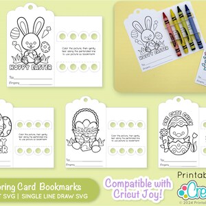 Set di 4 file SVG porta pastelli per carte da colorare di Pasqua D145 - Segnalibro da colorare SVG per Cricut & Silhouette