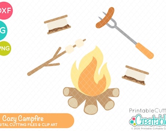 Cozy Campfire SVG File & Clipart E549 - Camping SVG - S'mores SVG