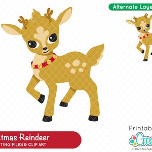Cute Christmas Reindeer SVG Cut File & Clipart E059 - Includes Limited Commercial Use!