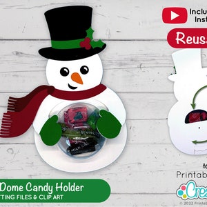 Christmas Snowman Dome Candy Holder SVG Datei D109 - svg dxf & pdf - Sweet Candy Dome Halter mit Öffnungsmechanismus