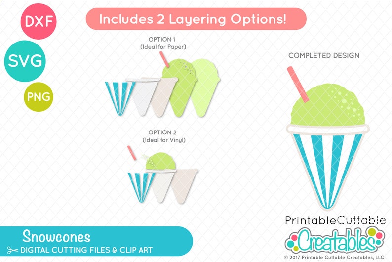 Summer Snow Cones SVG Cut File & Clipart E275 Includes Etsy