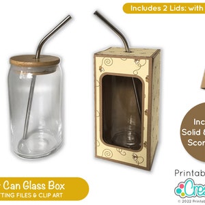 16 oz. Beer Can Glass Box SVG File D095 - Glass Can Box Cut File Template