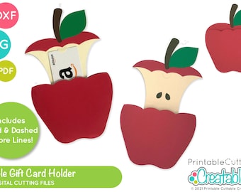 Apple Gift Card Holder SVG File for Cricut Silhouette D066 - School Gift Card Holder Svg Template, Teacher Gift Card Holder SVG Cut File