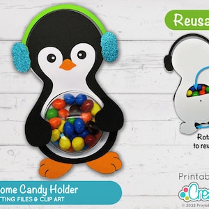 Christmas Penguin Dome Candy Holder SVG File D116 - svg dxf & pdf  - sweet candy dome holder with opening mechanism