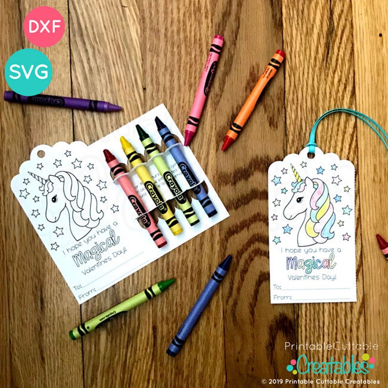 set of 4 valentine's coloring card crayon holder svg files