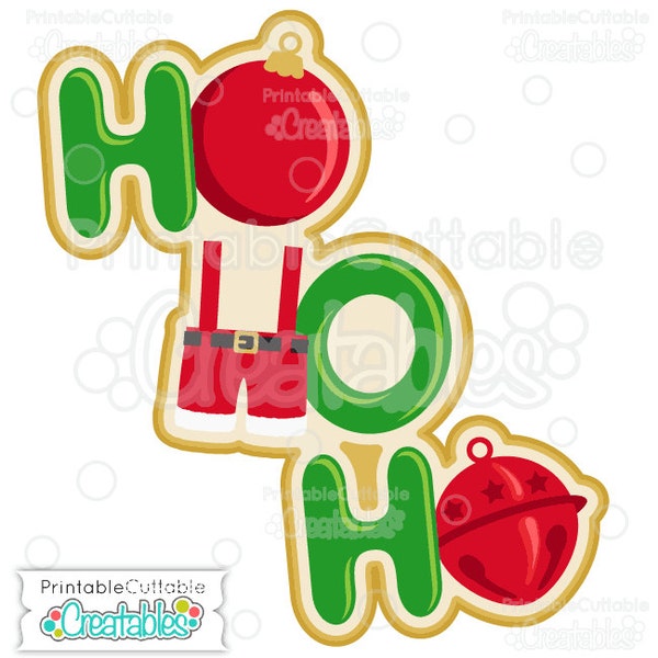 HoHoHo Christmas WordArt SVG Cut File & Clipart - Includes Limited Commercial Use!