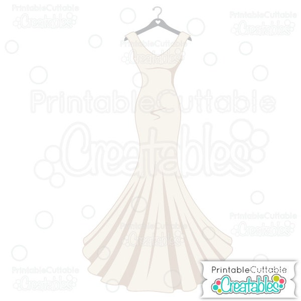 Wedding Dress SVG Cut File & Clipart E226 - Includes Limited Commercial Use!