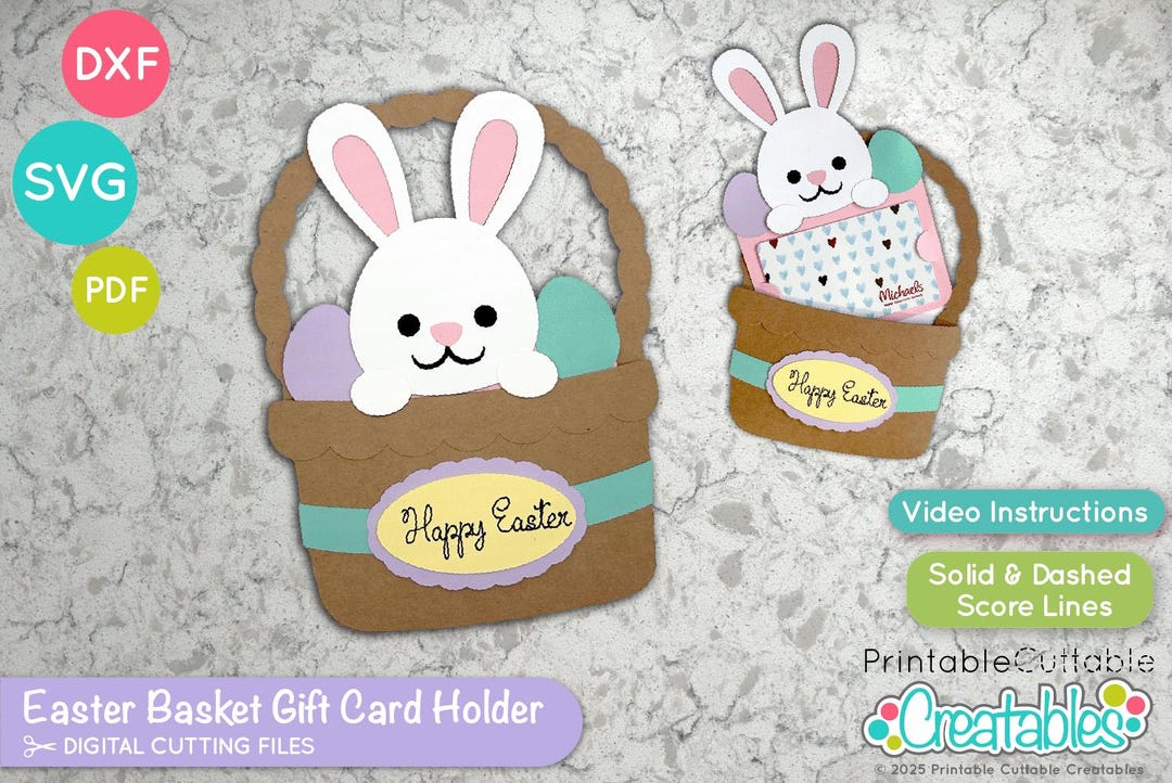 Easter Basket Gift Card Holder SVG File D173 - Easter Bunny SVG Cut ...