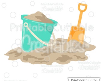 Sand Bucket &#39;n&#39; Shovel SVG Cut Files & Clipart E144 - Includes Limited Commercial Use!