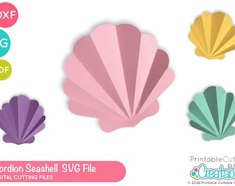 Akkordeon Muschel SVG-Datei für Cricut Silhouette D195 - Strand SVG-Dateien für Party Dekor, Sommer Events