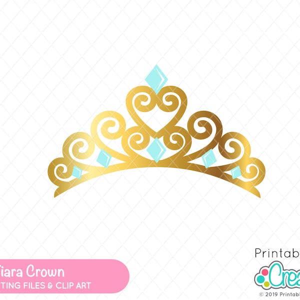 Princess Tiara SVG Cut File & Clipart E520 - SVG DXF files for Silhouette + Cricut - Includes Limited Commercial Use!