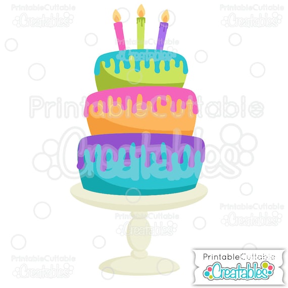 Birthday Cake SVG Cut Files & Clipart E128 - Includes Limited Commercial Use!