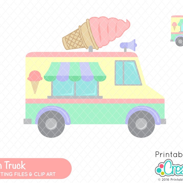 Ice Cream Truck SVG Cut File & Clipart E286 - Includes Limited Commercial Use!