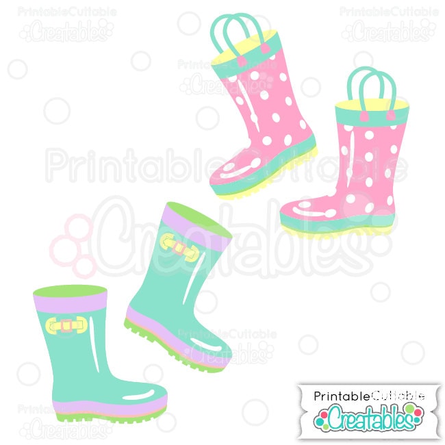 Rainy Day Rain Boots SVG Cut File & Clipart - Includes Limited Commercial Use!