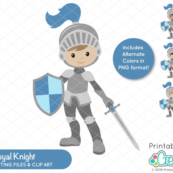 Cute Royal Knight SVG Cut File & Clipart E535 - SVG DXF files for Silhouette + Cricut - Includes Limited Commercial Use!