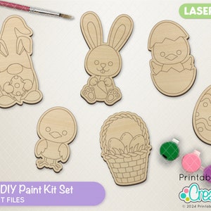 Kit de pintura de Pascua Archivos cortados con láser L010 - svg / dxf / eps / ai - Incluye uso comercial limitado