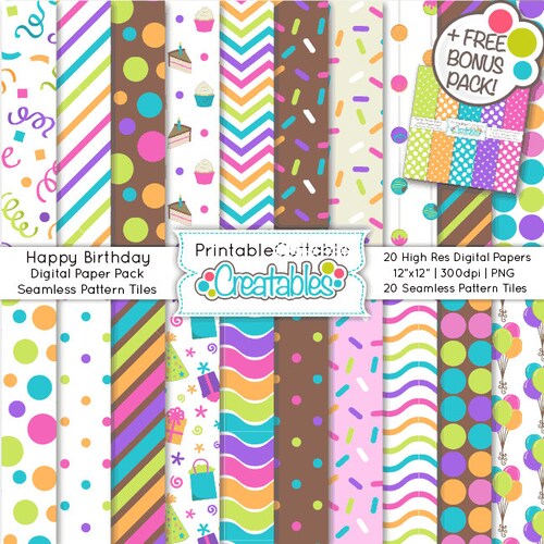 Happy Birthday Seamless Patterns & Digital Paper Pack Etsy