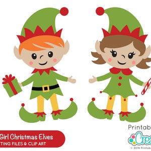 Cute Elves - Jongen en Meisje Elf SVG Cut Files & E502 - svg, dxf, afdrukbare png - Commercieel gebruik Cut File voor Cricut + Silhouet
