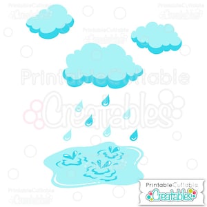 Rainy Day Puddle SVG Cut File & Clipart E091 - Includes Limited Commercial Use!