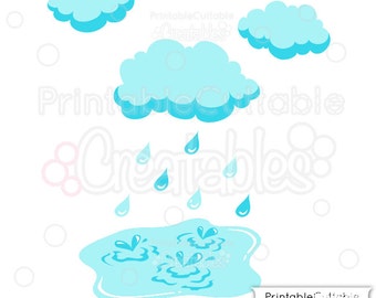 Rainy Day Puddle SVG Cut File & Clipart E091 - Includes Limited Commercial Use!