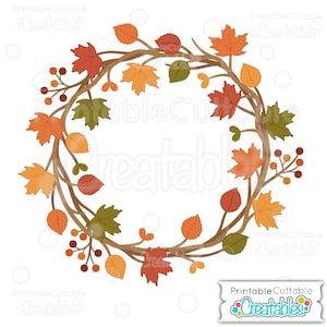 Autumn Wreath SVG Cut File & Clipart E206 - Includes Limited Commercial Use!