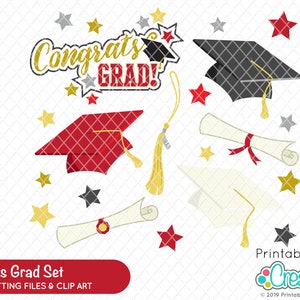 Congrats Grad Graduation SVG Cutting Files & Clipart Set - Includes Limited Commercial Use!