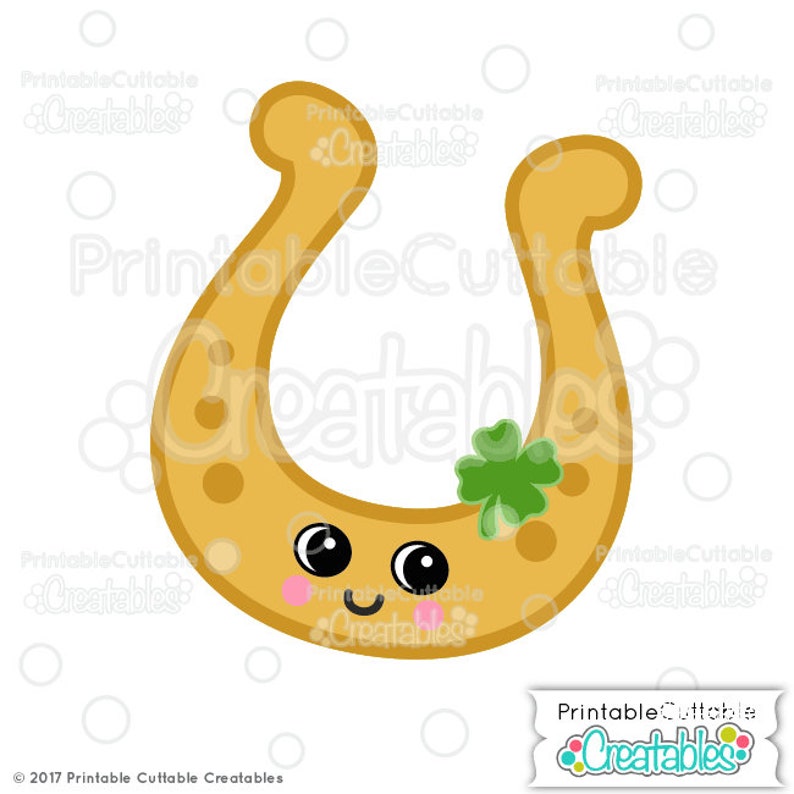 Cute Lucky Horseshoe SVG File Clipart E360 svg, dxf, png, for Cricut, Cameo Cutting Machines Includes Limited Commercial Use image 1