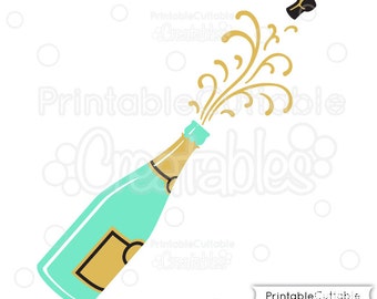 Rose Champagne Bottle Pop Celebration Svg Png Pdf Eps Dxf Clip 