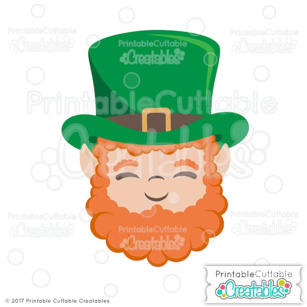 Cute Leprechaun Face SVG Cut File Clipart E357 - Leprechaun SVG File for Cricut - St Patrick's Day svg file