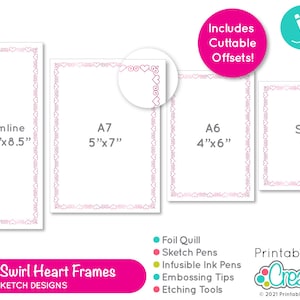 Pliki SVG Swirl Heart Frames Single Line SK-024 - Foil Quill | Sketch Pens | Narzędzie do transferu folii Cricut