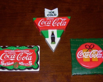 Three Vintage Coca Cola Magnets Coca Cola Memorabilia Magnets