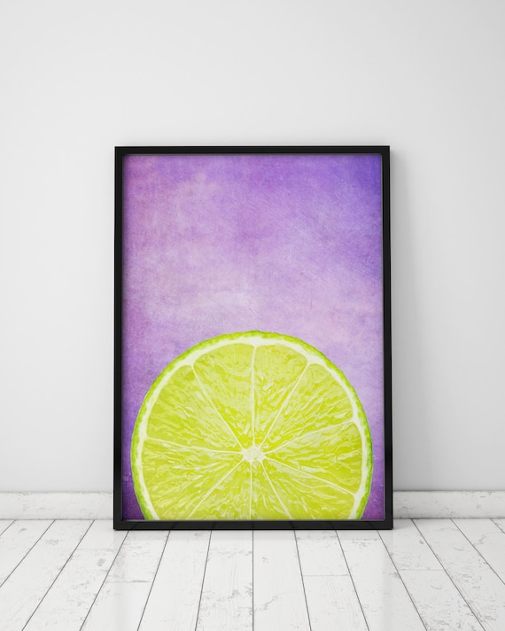 Lemon Print Purple Kitchen Decor Lemon Decor Lemon Art Kitchen Etsy