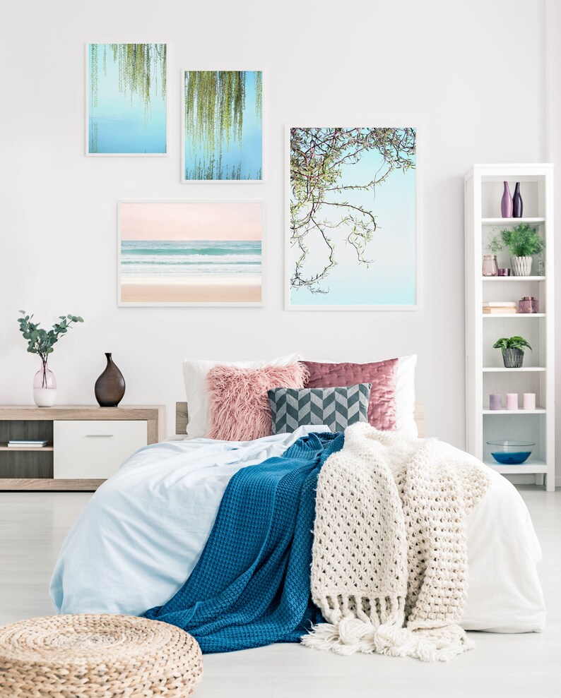 Wall Art Beach Print Bedroom Wall Art Pale Pink Wall Art Pink Etsy