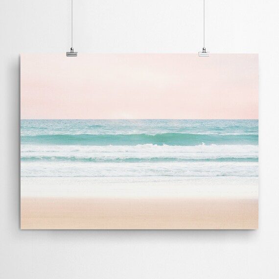 Wand Kunst Strand Druck Schlafzimmer Wand Kunst Blass Rosa Etsy
