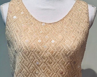 Women’s Top/Ladies Size 38/Sequined Shirt/Sleeveless Shirt/Dress Top