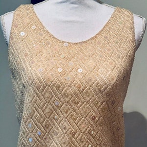 Women’s Top/Ladies Size 38/Sequined Shirt/Sleeveless Shirt/Dress Top