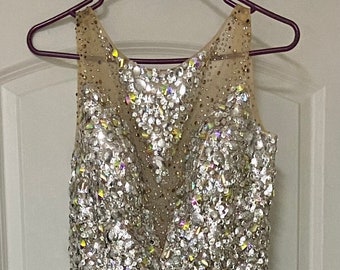 Formal Gown Size 10/Beaded Prom Dress/Mother of the Bride Gown/Formal Beaded Gown/Cinderella Divine
