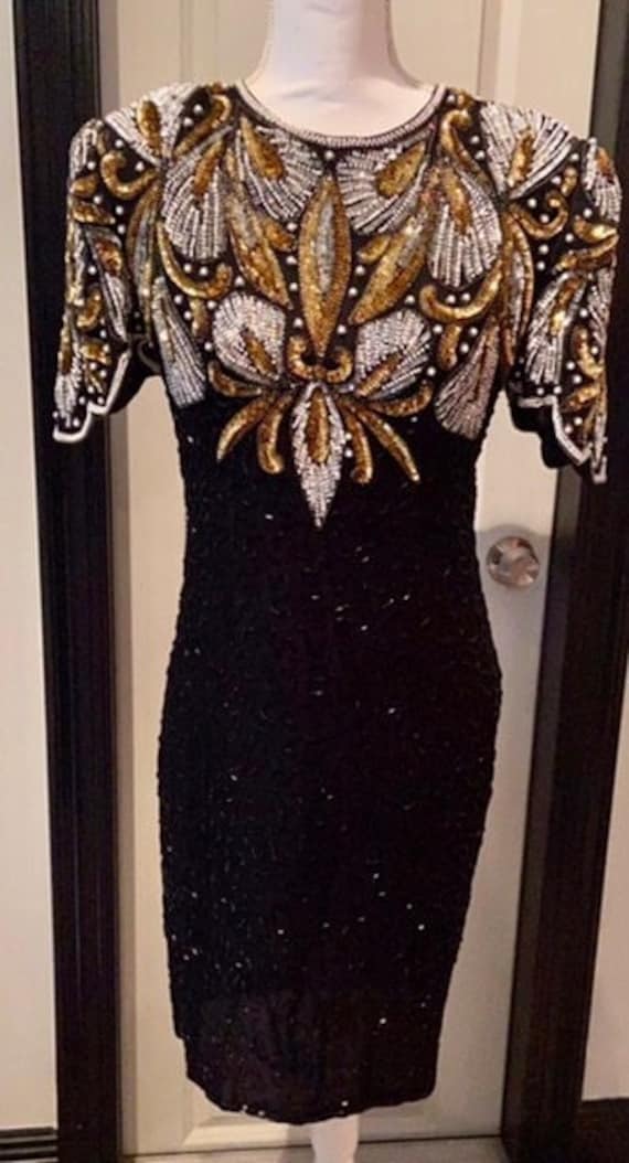 Laurence Kazar Beaded Gown/Mid Length Formal Dres… - image 1