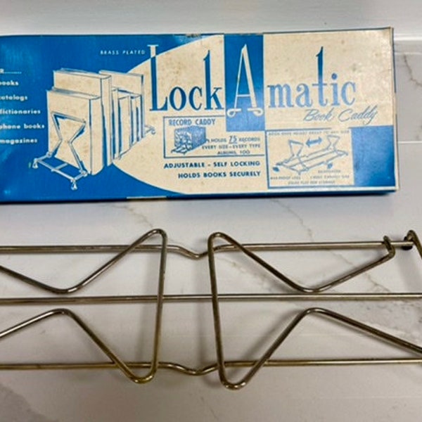 Vintage Album Holder/Lock a Matic Album Caddy/Book Ends/Vintage Home Decor