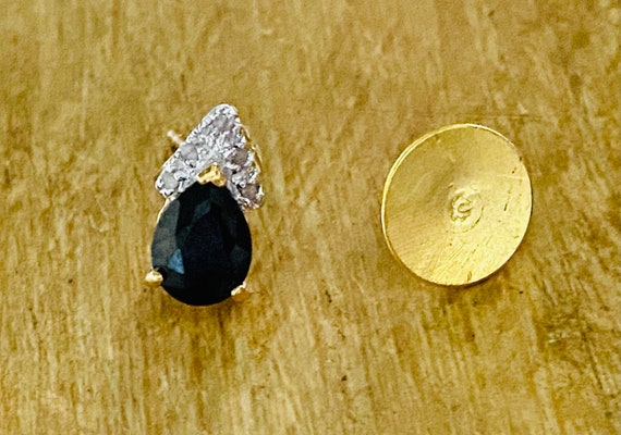 Vintage Stud Earrings/Black Sapphire/Diamond/18K … - image 9