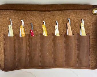 Vintage Straight Razors Set with Leather Pouch