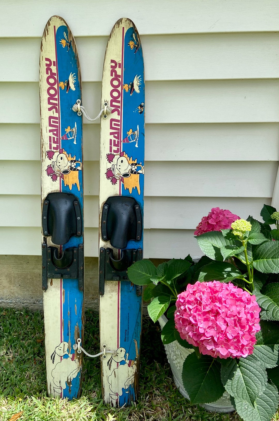 Vintage Snoopy Water Skis/wooden Water Skis/1960s Beginners Etsy
