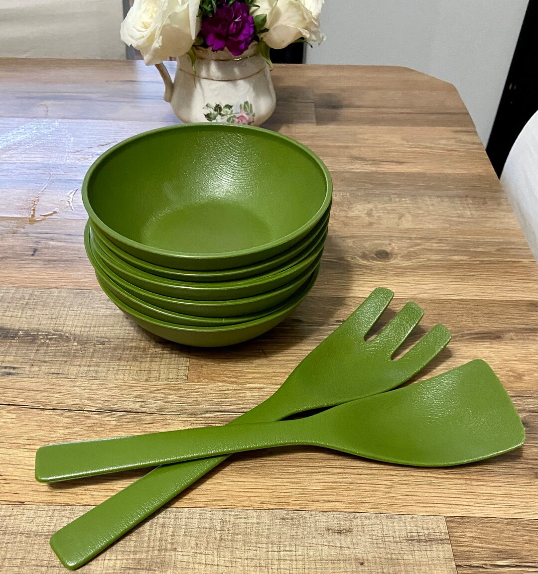 Vintage Salad Bowls/salad Utensils/ Vintage 1970s Etsy